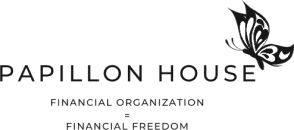 The logo for Papillon House financial organization symbolizes financial freedom.